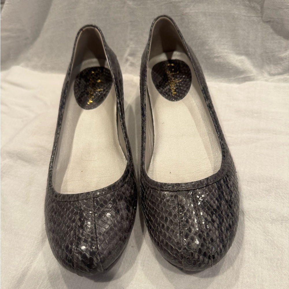 Elegant Gray Snakeskin Women's Shoes Sz 8.5